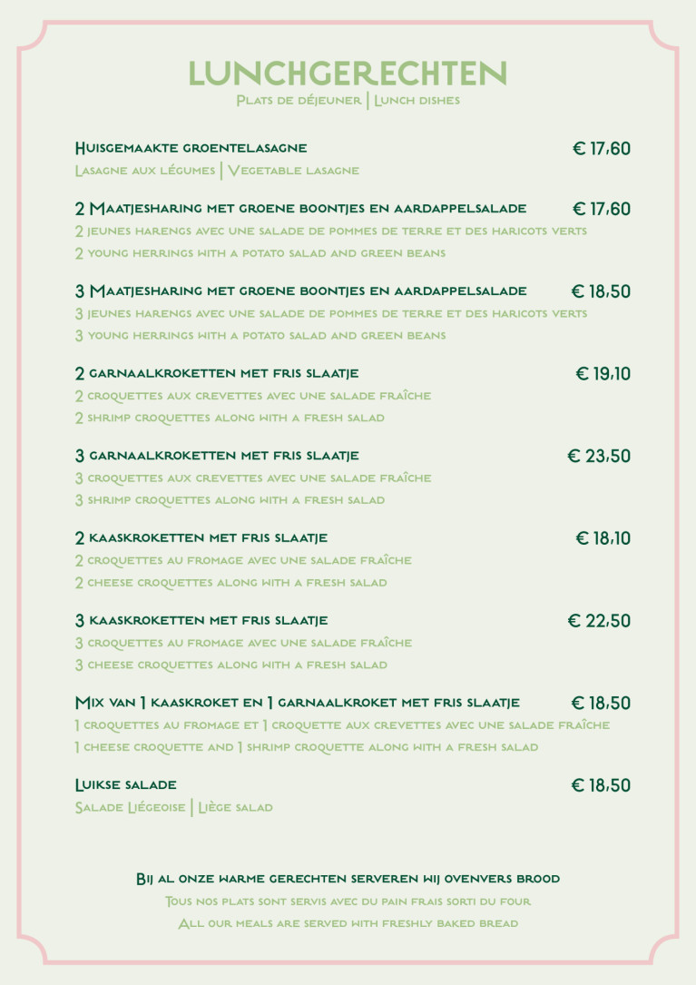 Menukaart Grand Café Flamingo
