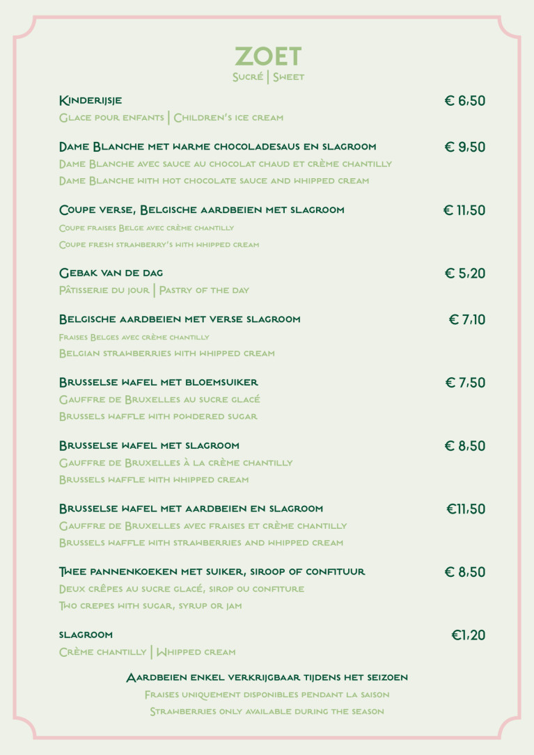 Menukaart Grand Café Flamingo