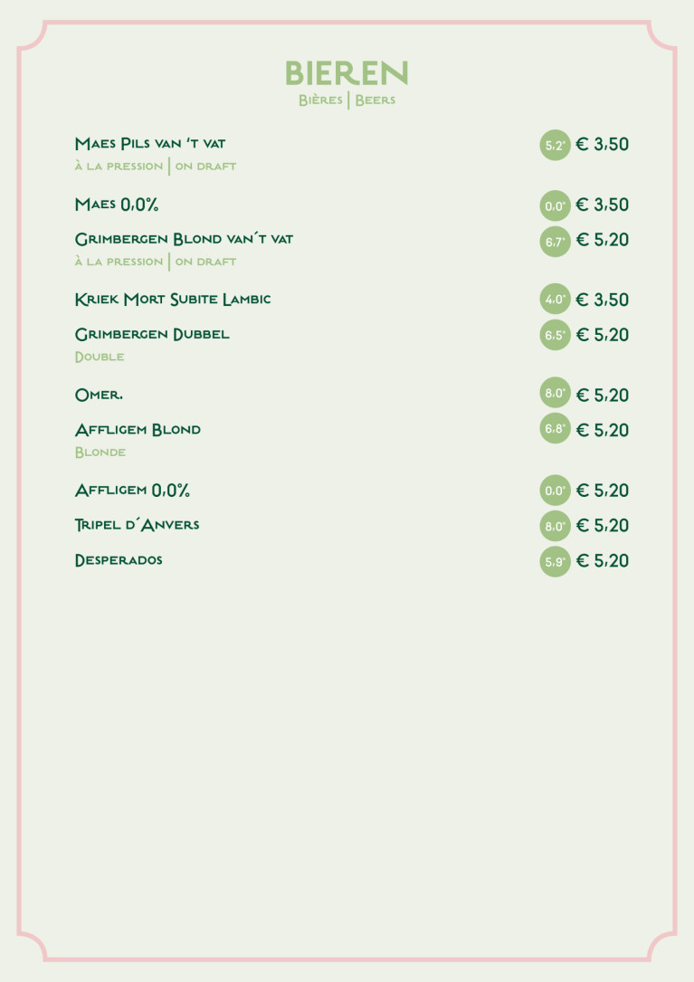 Menu Grand Café Flamingo