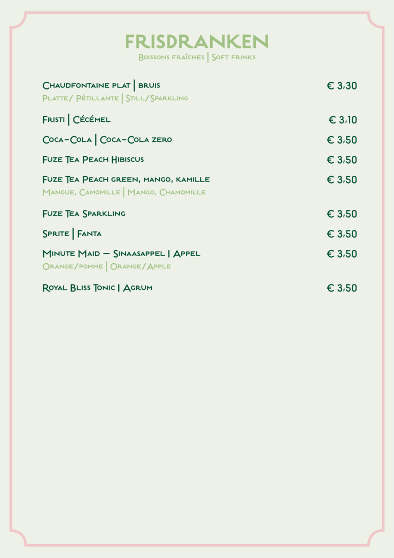 Menu Grand Café Flamingo