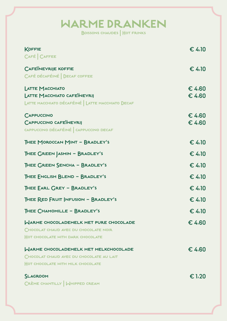 Menukaart Grand Café Flamingo